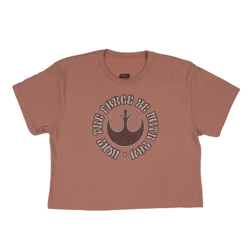 Leia May The Force Be With You Cropped Pink Tee