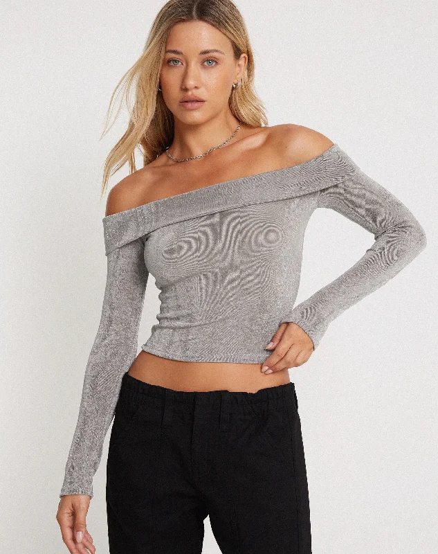 Nasari Bardot Top in Grey