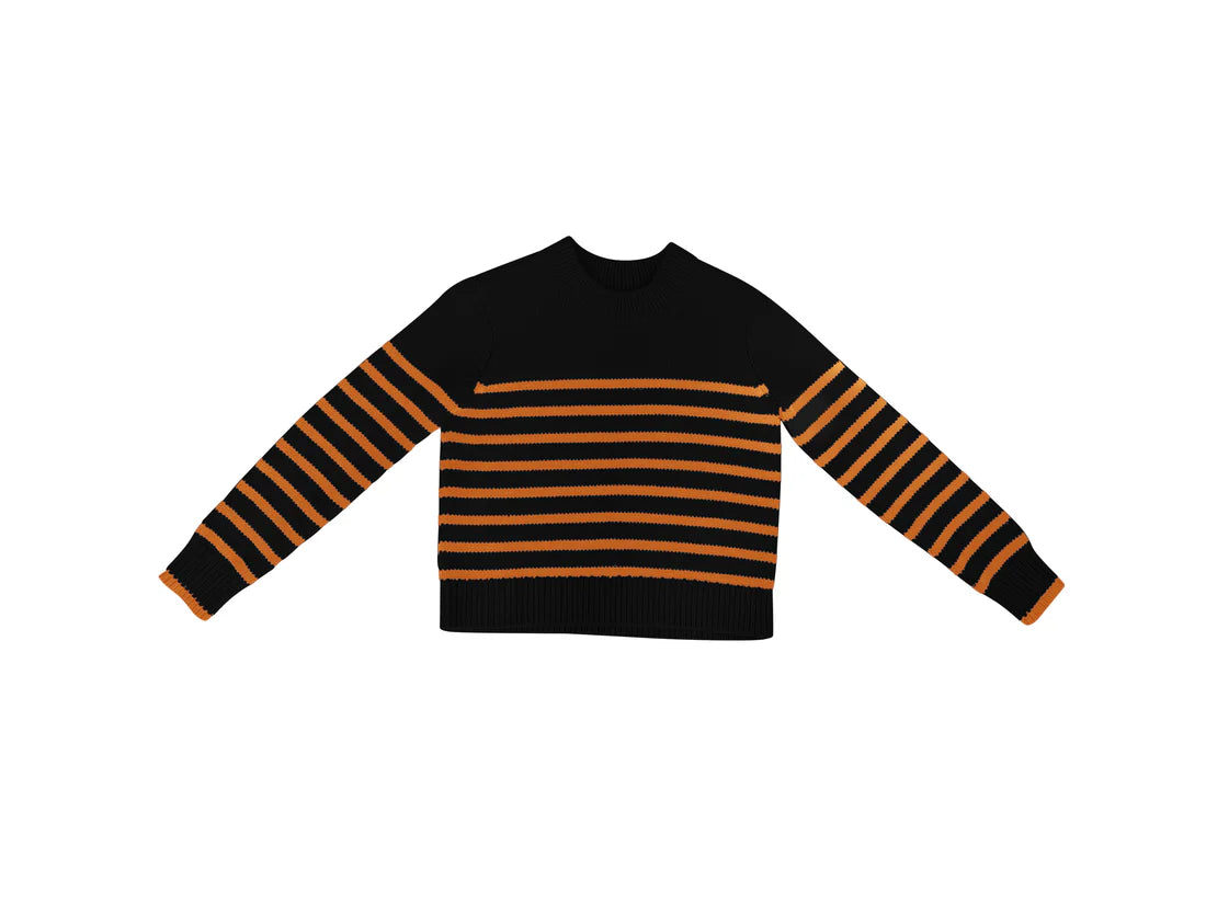 TUTTO KNIT Black Camel Stripe Sweater