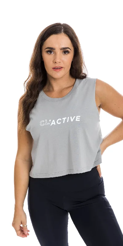 Steel Grey CL Active Crop Tank