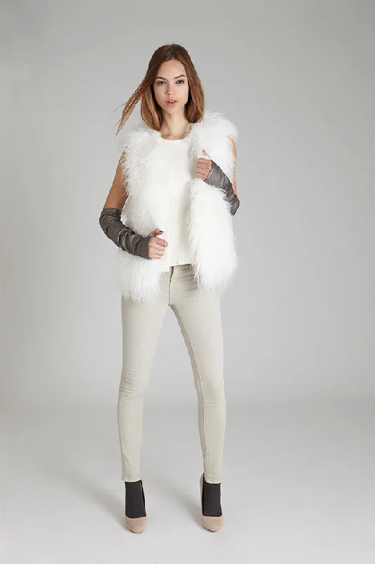 Cassie White Lamb Fur Vest