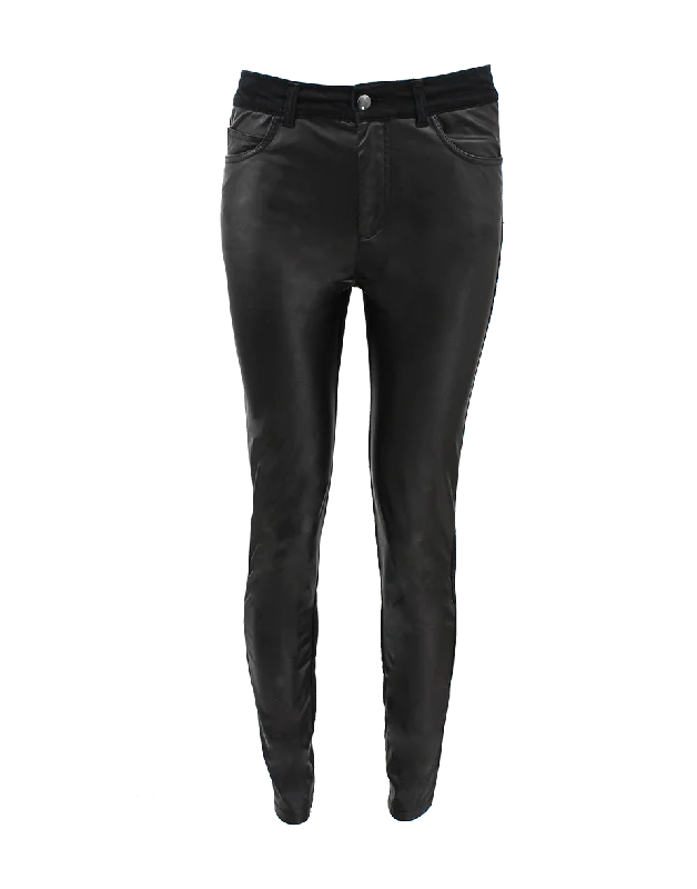 Stretch Denim and Leather Pant