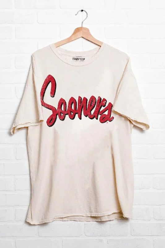 Livy Lu: OU Oklahoma Sooners Barbie Thrifted Tee in Off White