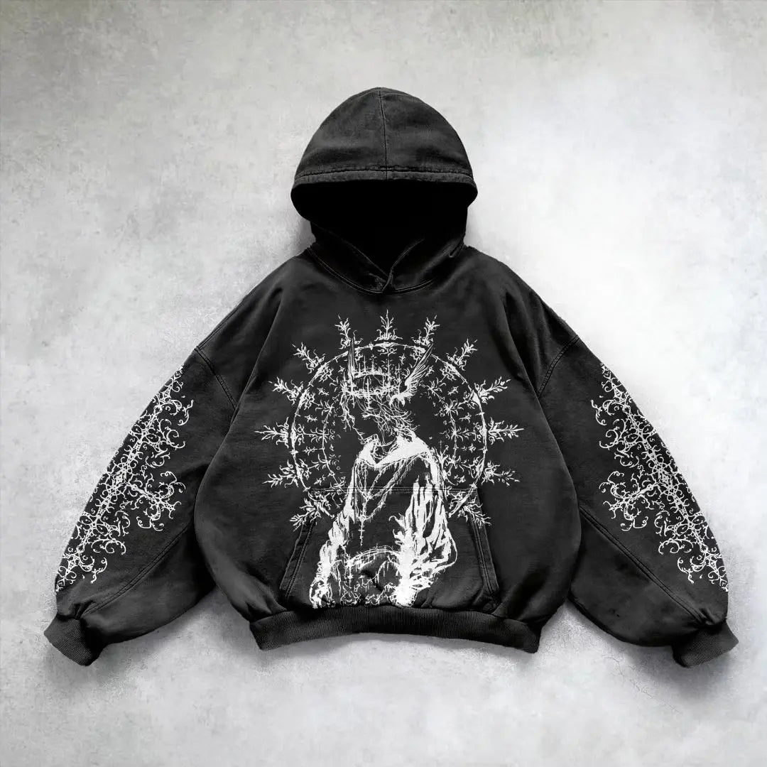 New Demon Girl Print Y2K Oversized Couples Gothic Hoody