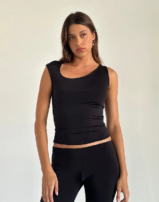 Marcie Asymmetric Top in Slinky Black