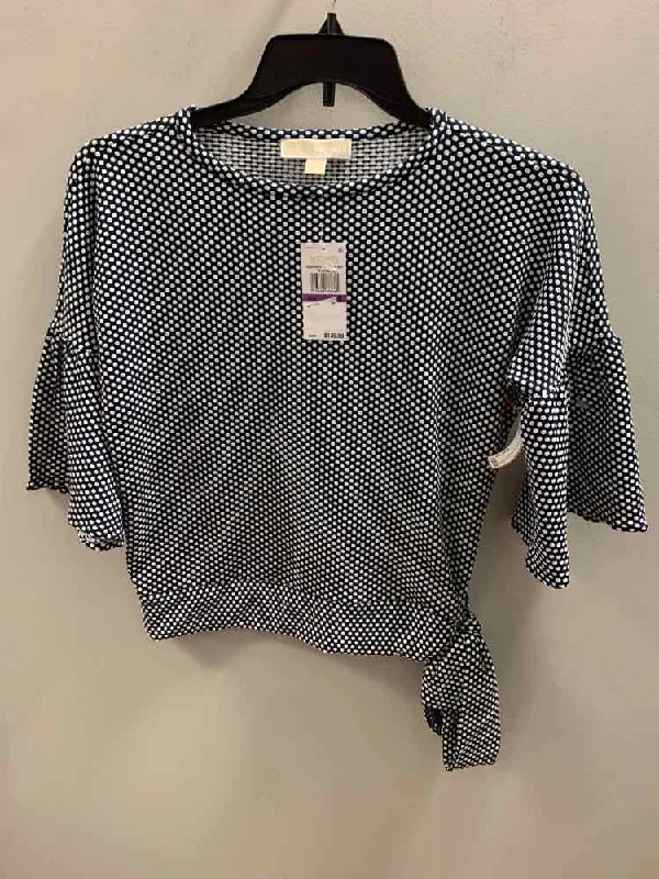 Size XS MICHAEL KORS NVY/WHT SHORT SLEEVES Polka Dot TOP