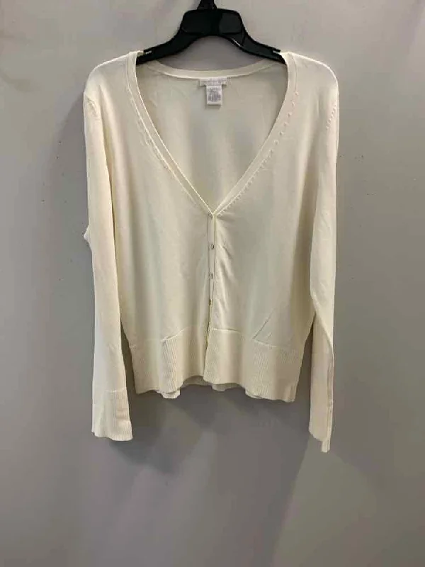 WORTHINGTON Tops Size L Ivory LONG SLEEVES Cardigan