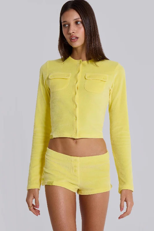 Lemon Velour Cardigan