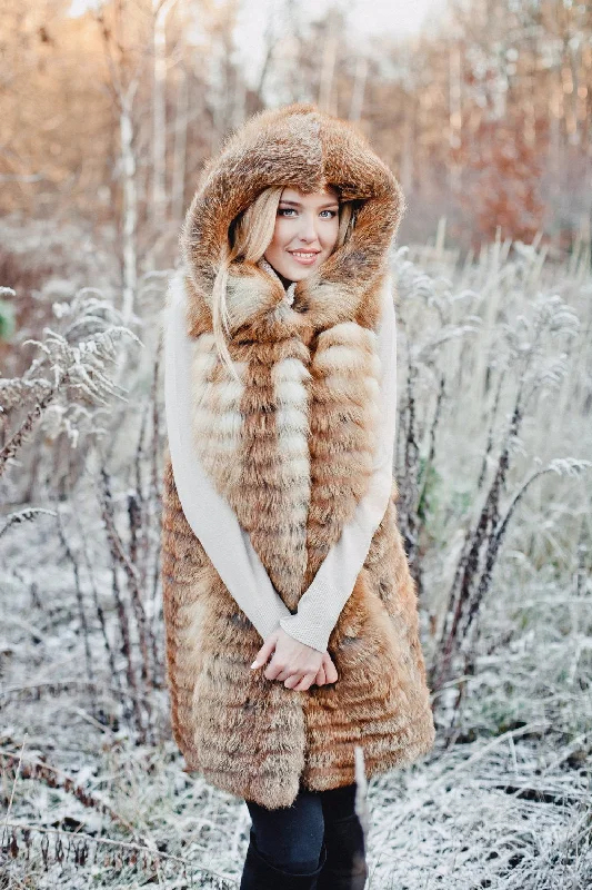 Fox Fur Vest with Hood