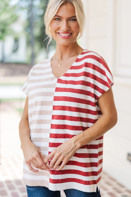 Just Too Easy Oatmeal Striped Top