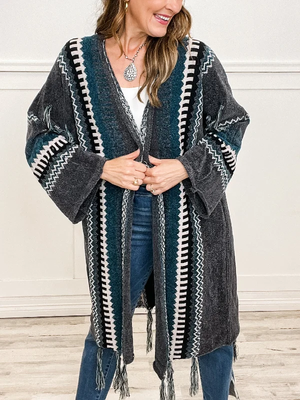 Open Front Tribal Aztec Cardigan Sweater