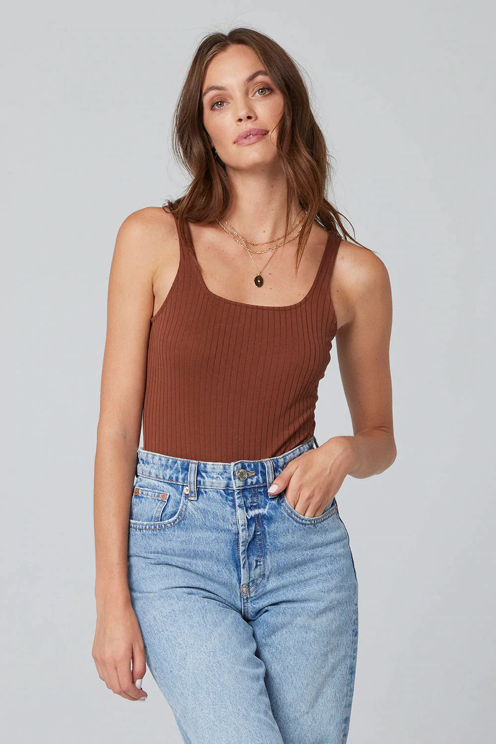 The Tank Bodysuit by Saltwater Luxe - Brick