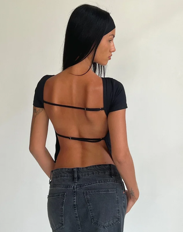 Anita Open Back Top in Black