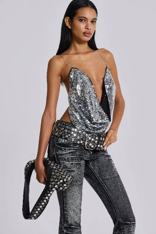 Asteria Backless Top In Sequin