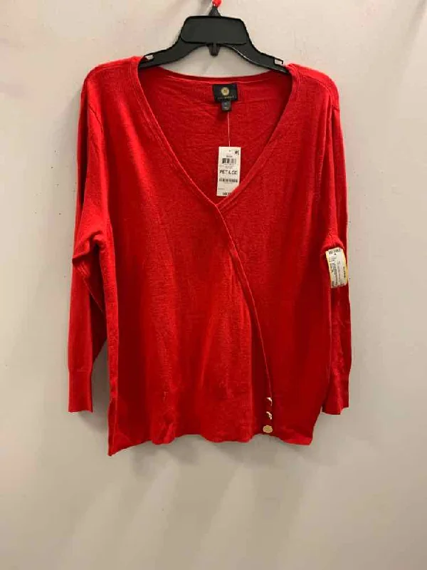 NWT JM COLLECTION Tops Size PL Red LONG SLEEVES TOP