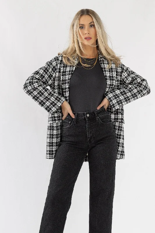 Whitney Black Plaid Tweed Blazer - Final Sale