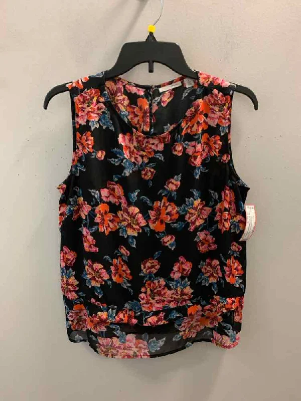 HALOGEN Tops Size L BLK/PINK/RED/BLU Floral SLEEVELESS TOP