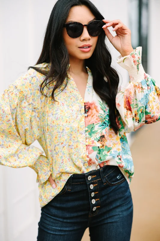 In Full Support Yellow Floral Blouse