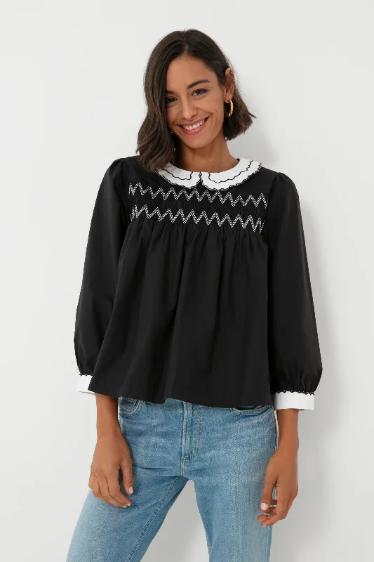 Black Smocked Blouse