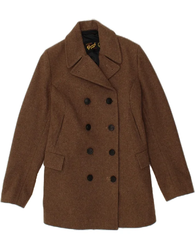 GLOVERALL Womens Double Breasted Coat US 12  Large Brown Wool