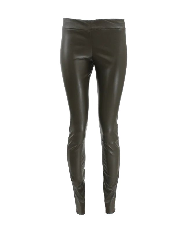 Pull On Moto Loden Leather Pants