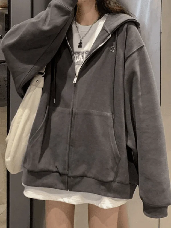 Solid Color Zip Up Hoodie