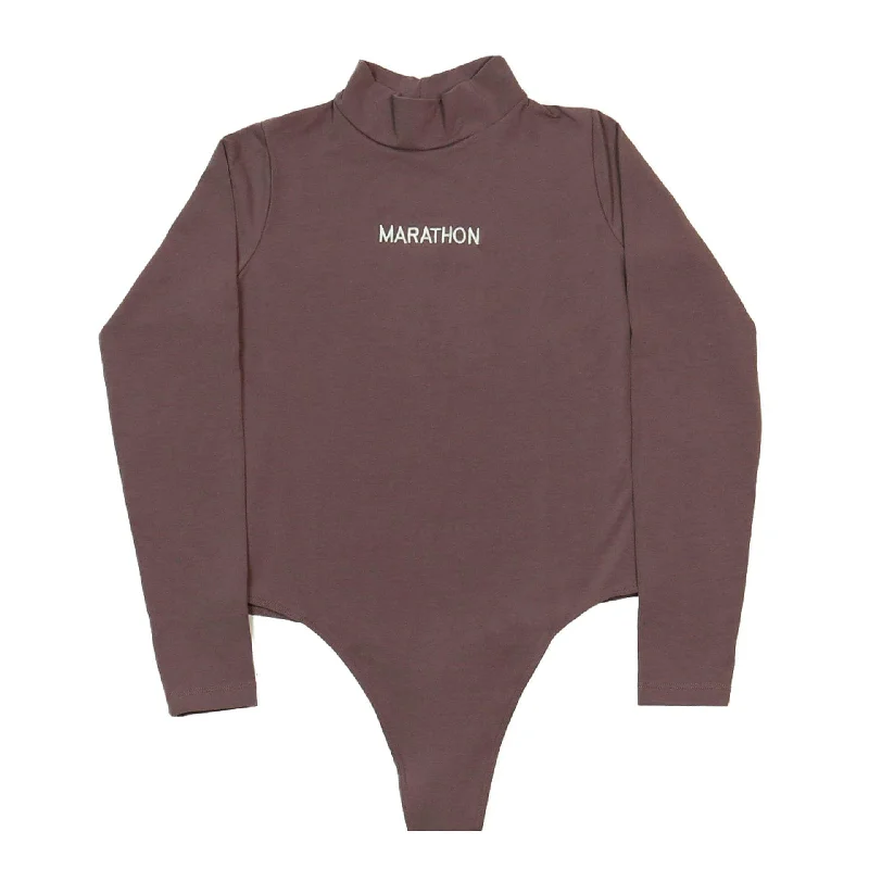 Marathon Turtleneck Bodysuit - Eggplant Purple