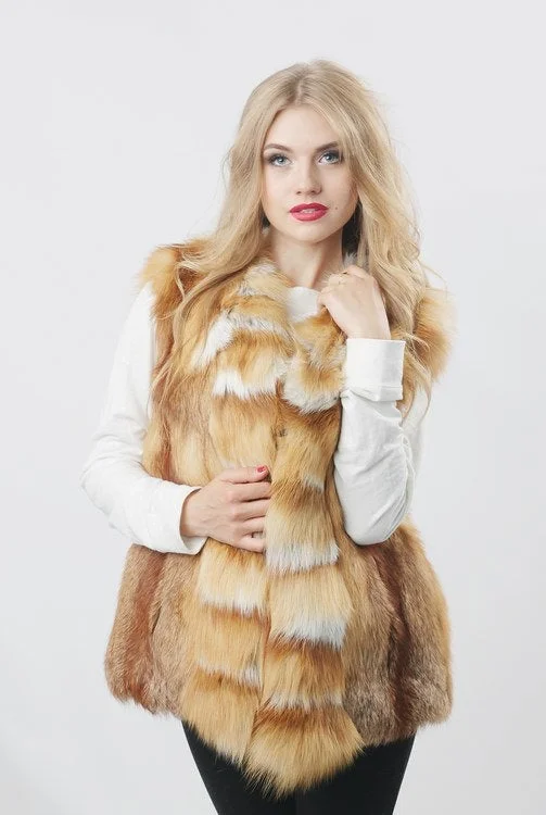 Fox Fur Short Vest (Red)