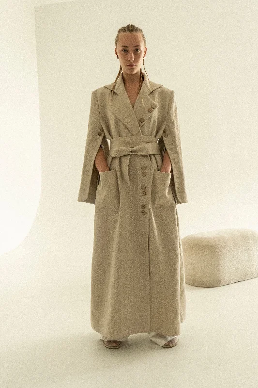 Khmelnytske Shosse Long Linen Trench Coat