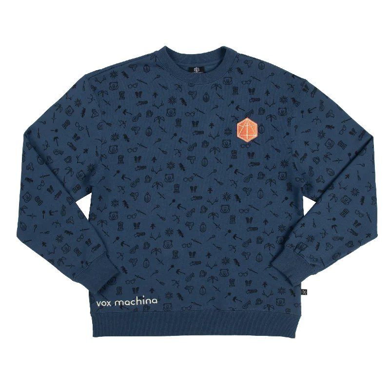 Toss Pattern Icons Blue Crew Sweatshirt