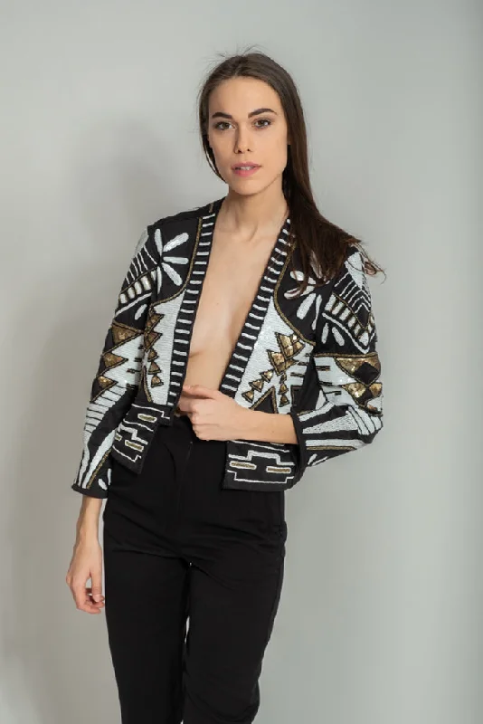 CHACANA EMBELLISHED JACKET (BLACK/WHITE)