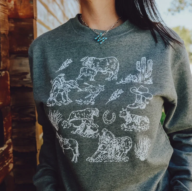 TIN & TURQUOISE - Ranchin Crewneck