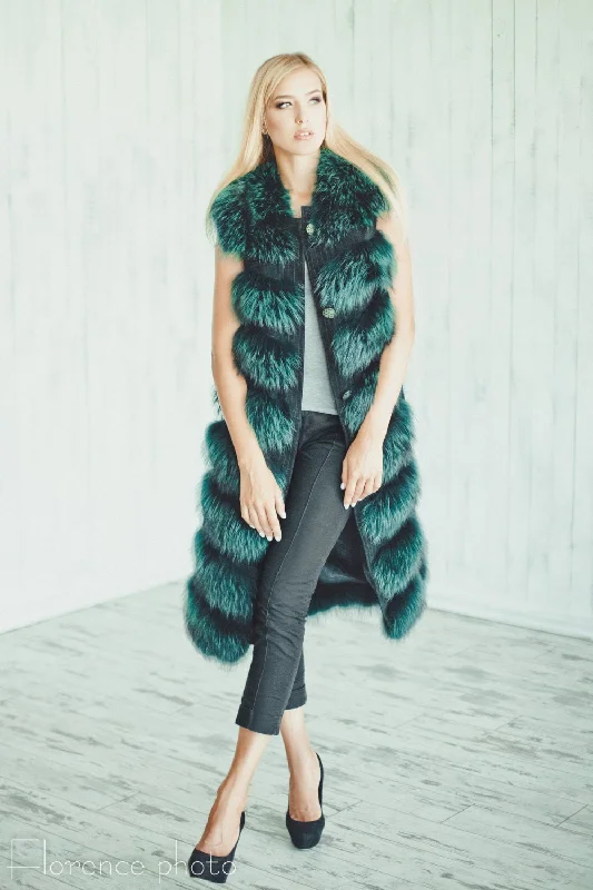 Raccoon Fur Vest (Green)