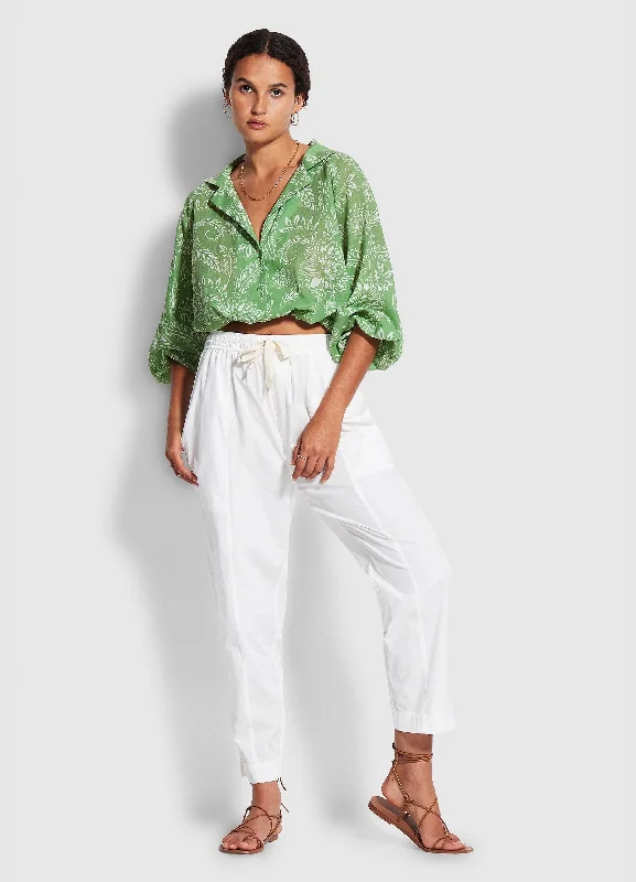 Taper Poplin Pant   - White