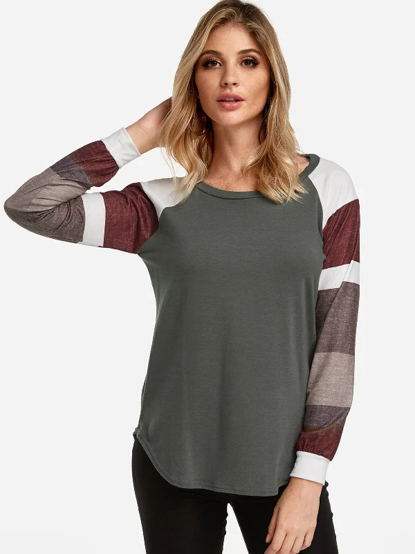 Wholesale Round Neck Long Sleeve Stripe T-Shirts