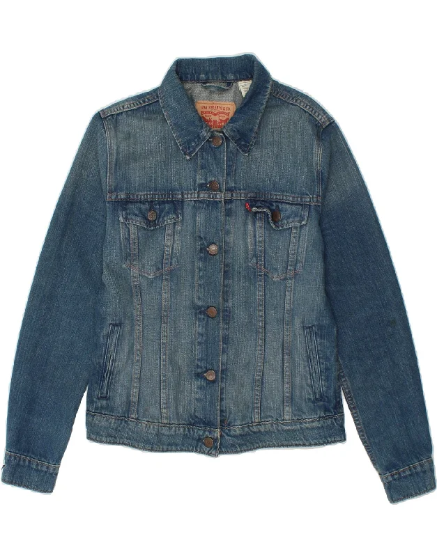 LEVI'S Womens Denim Jacket UK 12 Medium Blue Cotton