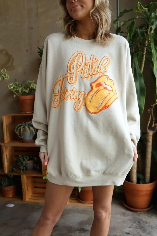 Rolling Stones OSU Malibu Puff Ink Thrifted Sweatshirt in Sand