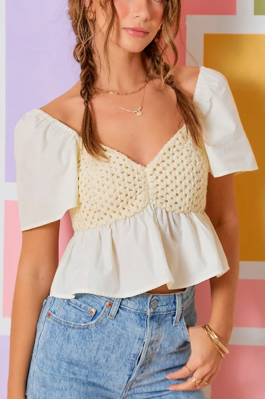 Good To Know Crochet Babydoll Blouse