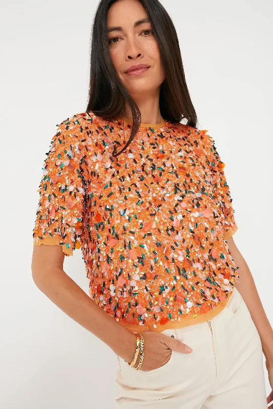 Orange Sequins Shelby Top