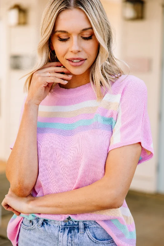 Steady As You Go Pink Striped Top