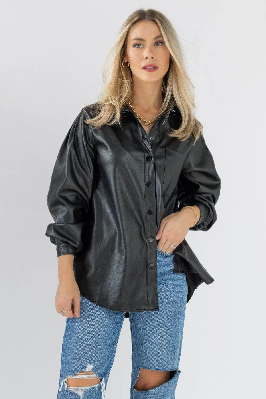 Faux Real Black Faux Leather Top - Final Sale