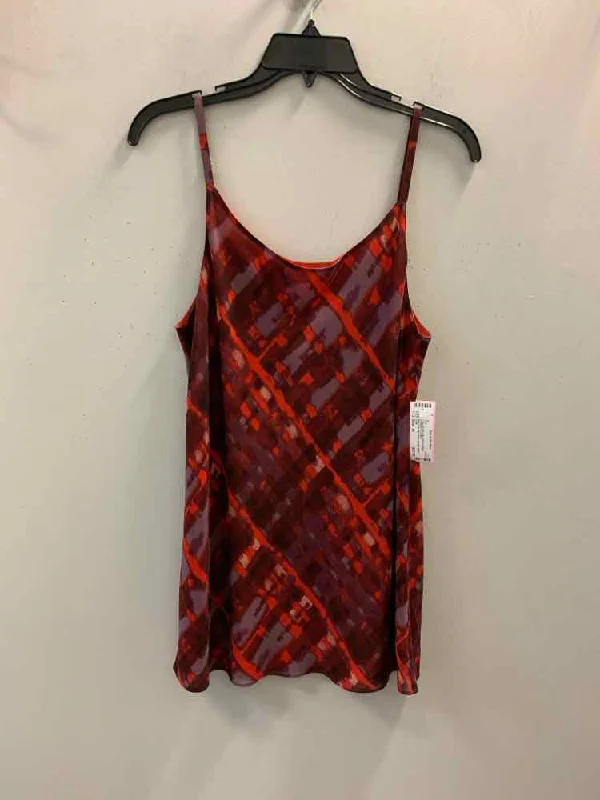 CABI Tops Size M RED/PLUM CRISS CROSS SPAGHETTI STRAP TOP