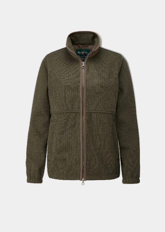 Aylsham Ladies Fleece Jacket In Green Herringbone - Regular Fit