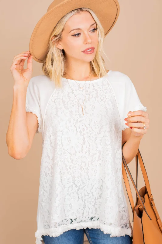 Start Here White Lace Top