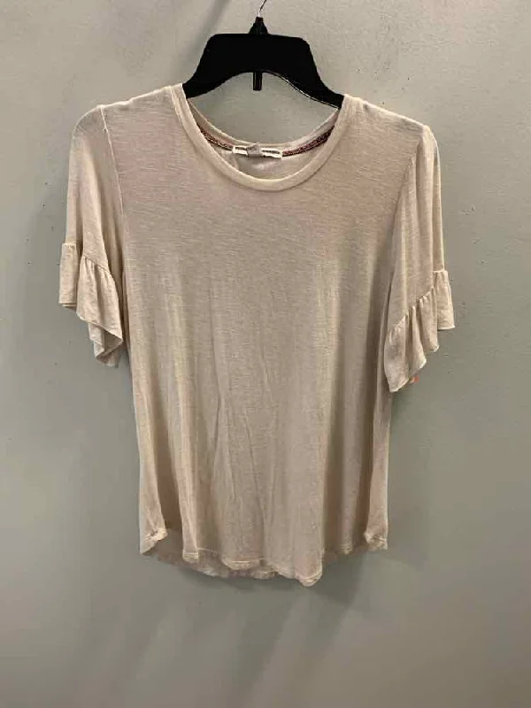 KNOX ROSE Tops Size S Beige SHORT SLEEVES TOP