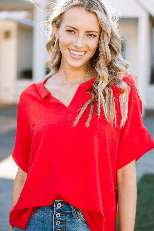 The Slouchy Red Relaxed Top