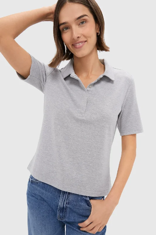 Heather Gray Interlock Adler Polo