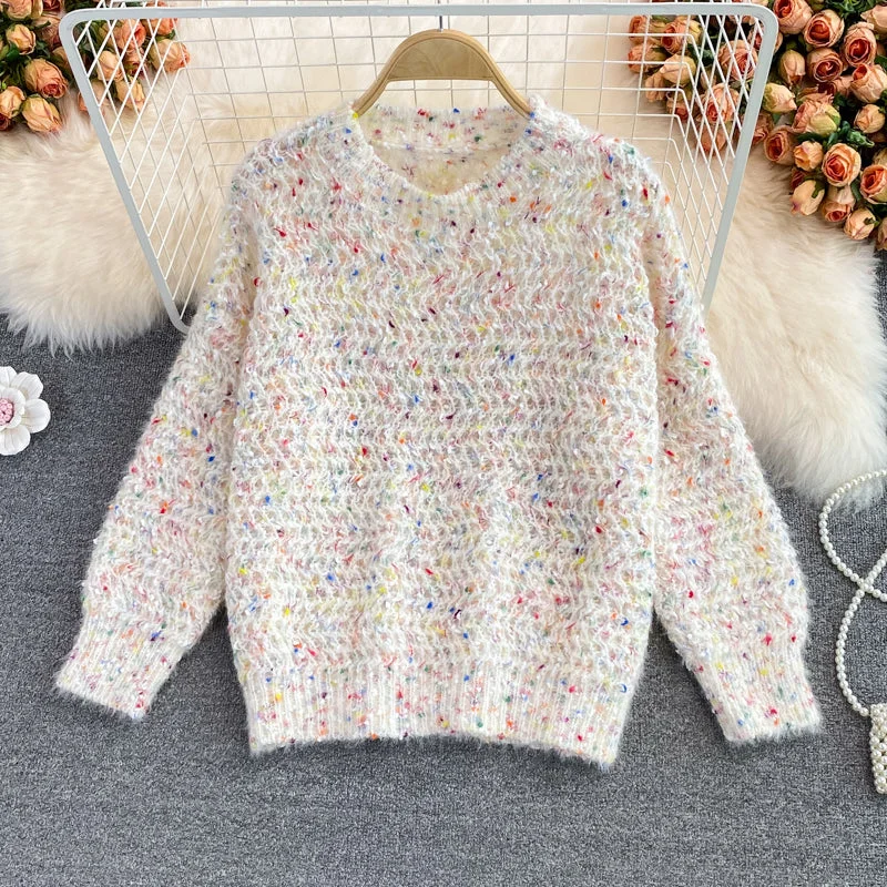 Cute round neck long sleeve sweater  1475