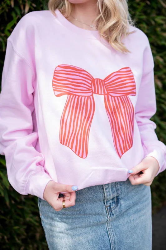 Pink & Red Bow Sweatshirt in Pink