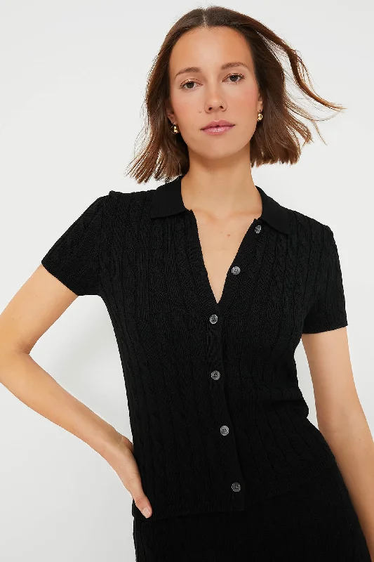 Polo Black Short Sleeve Cardigan